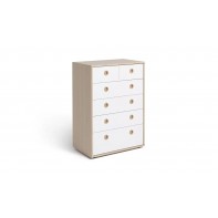 Kids Camden 4+2 Chest of Drawers - White & Acacia