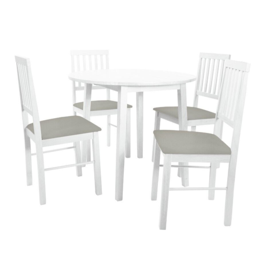 Home Kendal Solid Wood Dining Table & 4 White Chairs | Dining Set for Kitchen