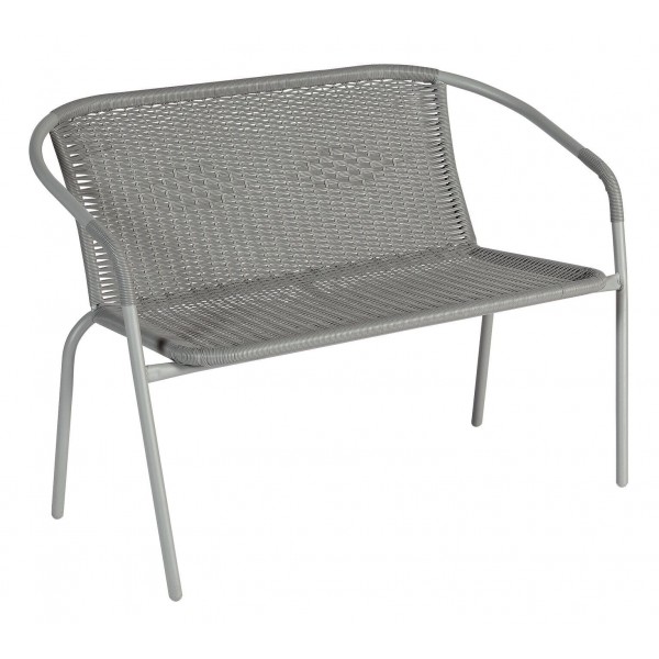 Steel Wicker 2 Seater Garden Bench - Grey