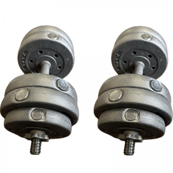 Adjustable Dumbbell Set 27kg With Spinlocks & Weight Plates - Pair Of Dumbbells