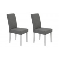 Pair of Tweed Mid Back Dining Chair -Grey & White
