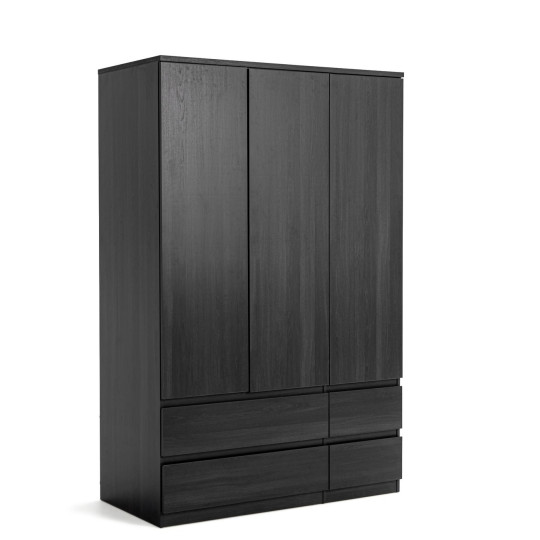 Home Jenson 3 Door 4 Drawer Wardrobe - Black | Organized Living Space