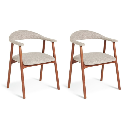 Lex Pair of Fabric Dining Chairs- Walnut | Upholstered Kitchen Furniture