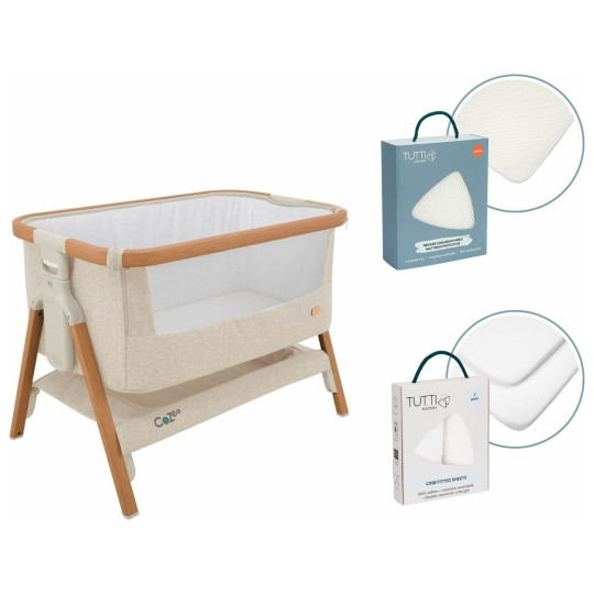Tutti Bambini Cozee Bundle Walnut Bedside Crib-White