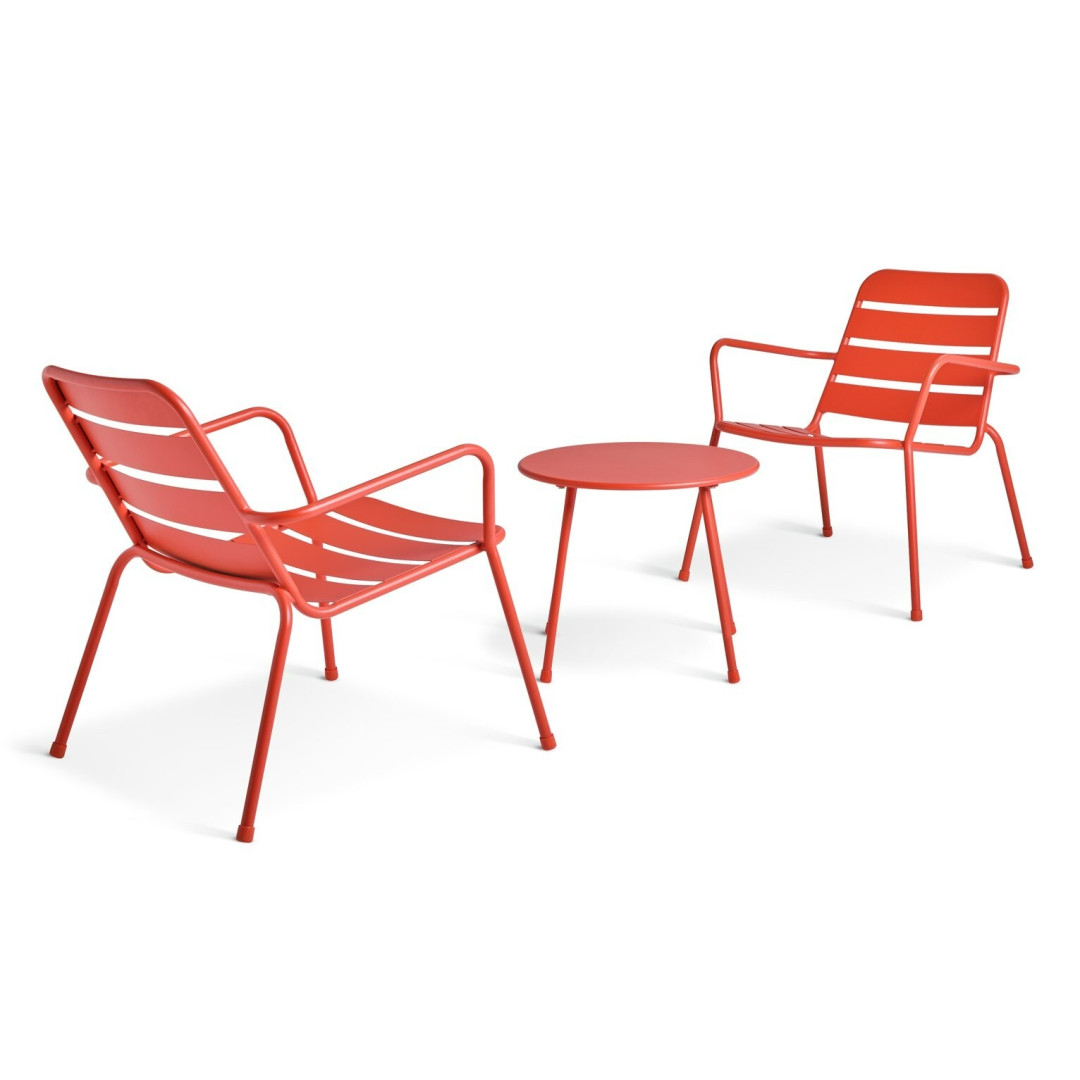 アニカさま Annika 2 Seater Metal Garden Bistro Set - Red