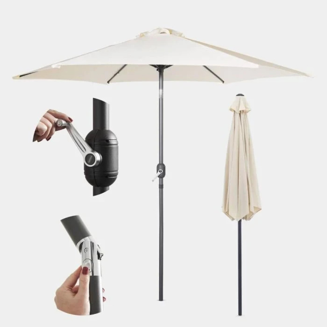 2.7m Steel Garden Parasol Ivory Cream | Outdoor Patio Sun Umbrella 2.7m Steel Garden Parasol Ivory Cream | Outdoor Patio Sun Umbrella