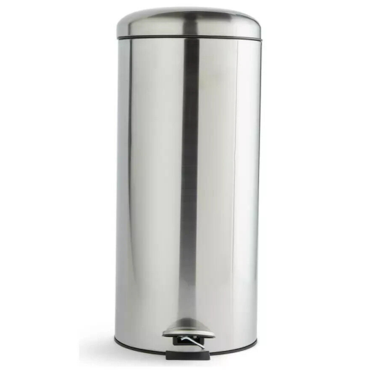 30 Litre Domed Pedal Bin - silver