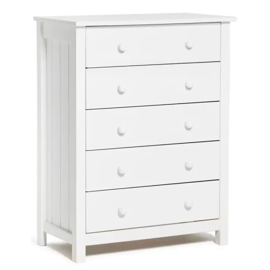 Scandinavia 5 Drawer Chest - White