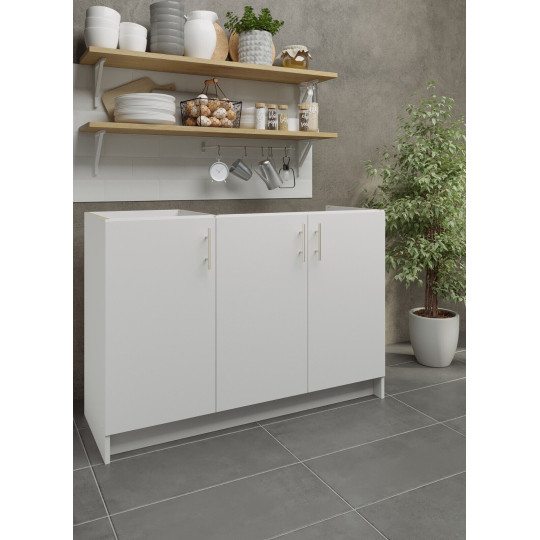 Kitchen Base Sink Unit 1200mm Storage Cabinet With Doors 120cm - White Matt