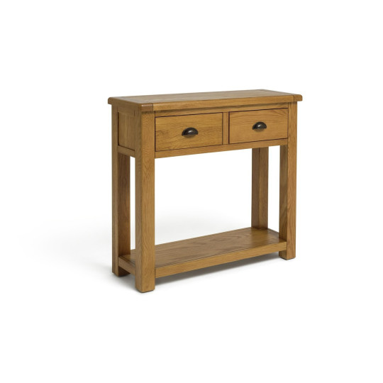 Home Kent 2 Drawer Oak Console Table - Natural | Warm Wooden Appeal