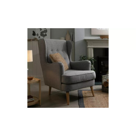 Callie Self Assembly Fabric Wingback Chair - Grey