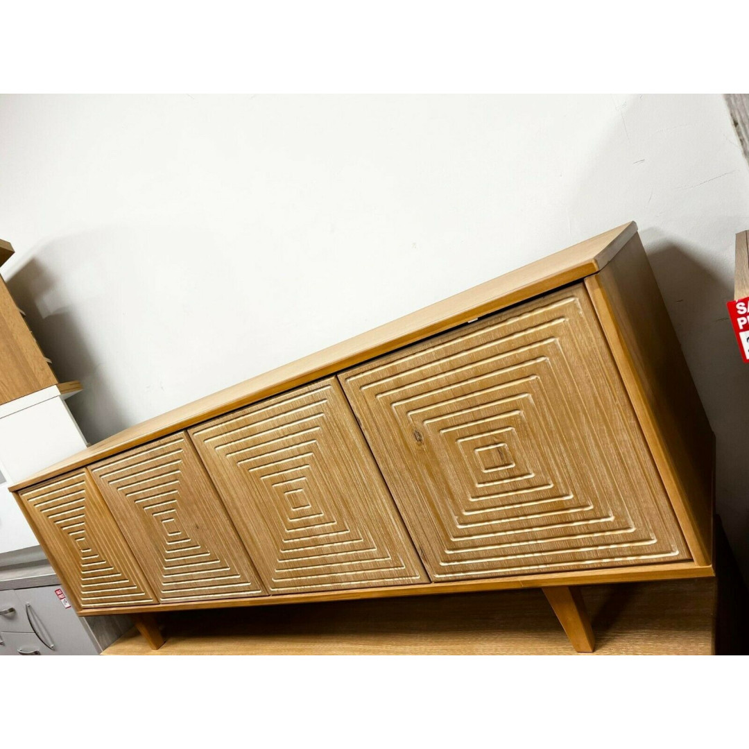 Grooved Storage 4 Door Sideboard - Pine