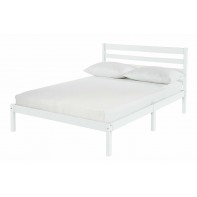 White Double Solid Pine Wood Bed frame 4FT6 Adult Kids 135 190 Mattress