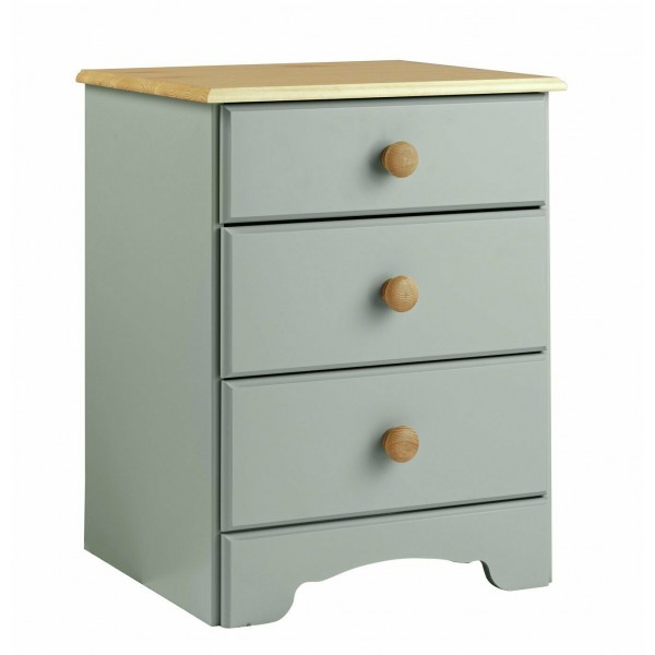 Home Nordic 3 Drawer Bedside Chest - Grey  Pine