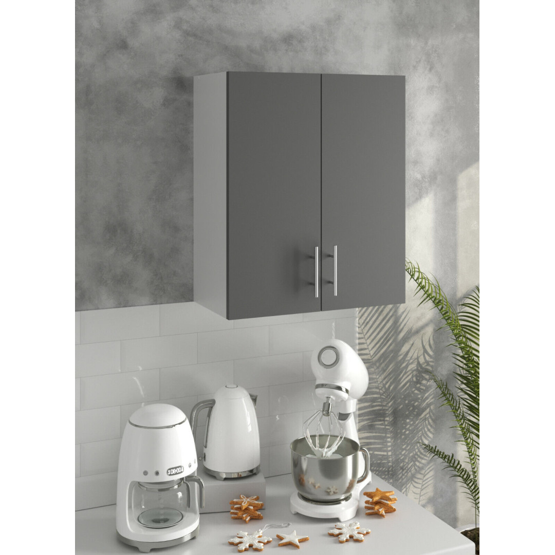Kitchen Wall Cabinet 600mm Mounted Upper - White Grey Dark Grey Matt Or Gloss