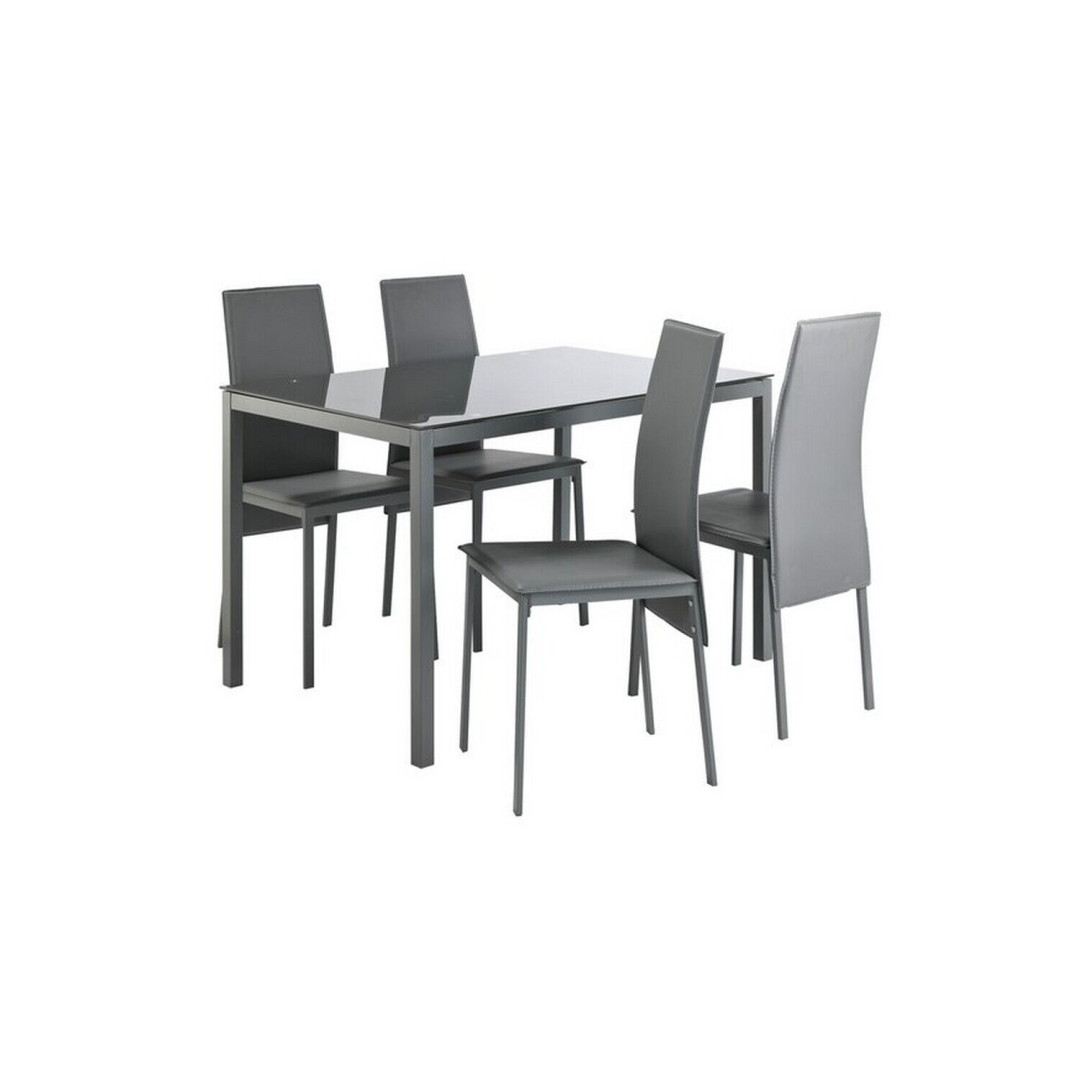 Lido Glass Dining Table & 4 Grey Chairs