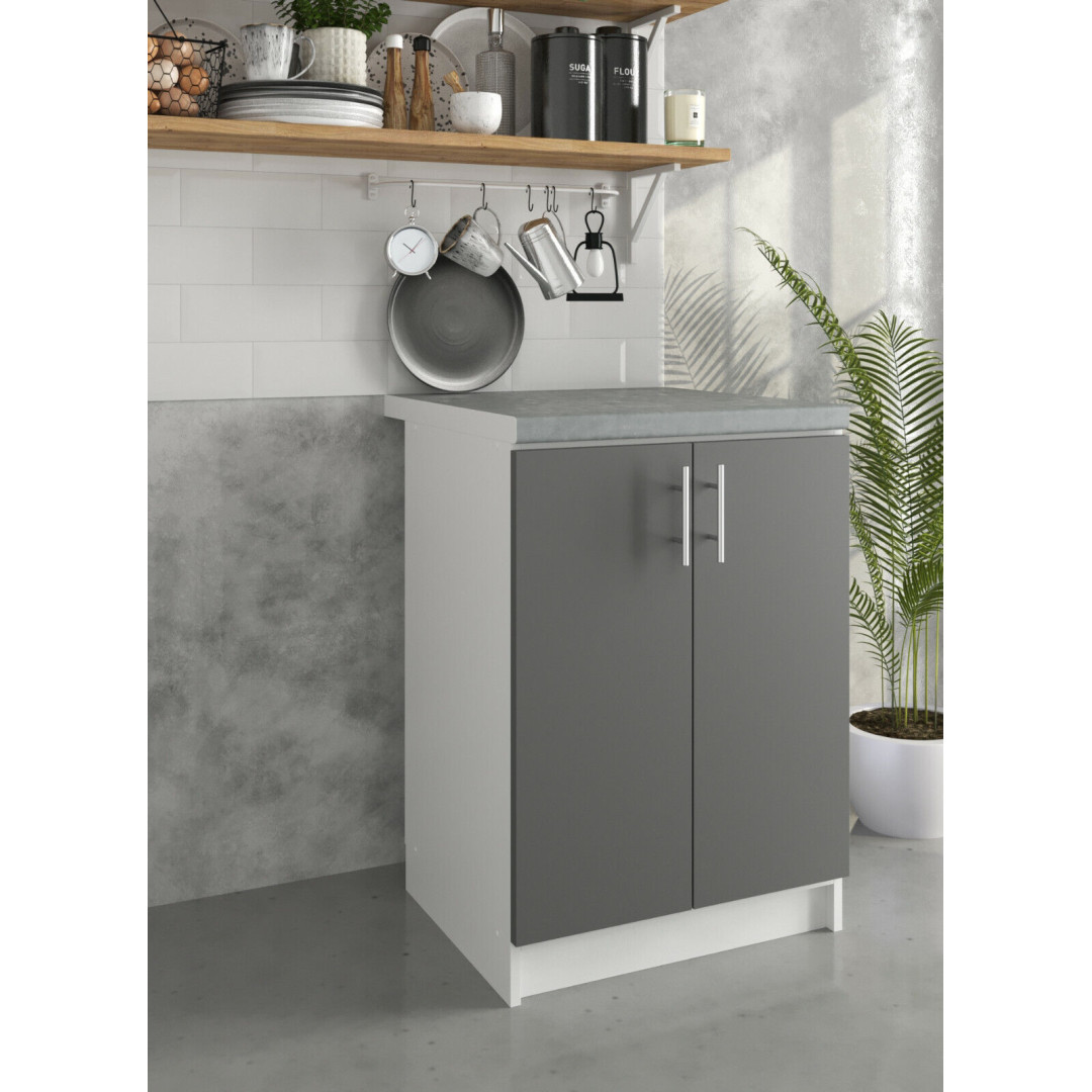 JD Greta Kitchen 600mm Base Cabinet (Dark Grey / Grey / White) Matt or Gloss