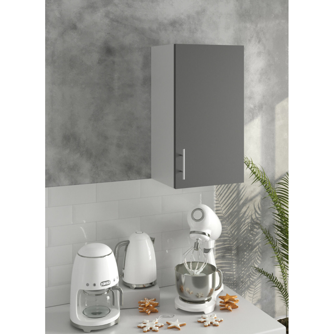 Kitchen Wall Cabinet 400mm Wall Mounted Upper Cupboard Unit - Dark Grey Matt