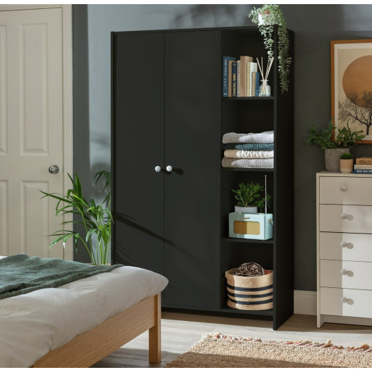 Home Seville 2 Door Open Shelf Wardrobe - Anthracite | Open shelf wardrobe