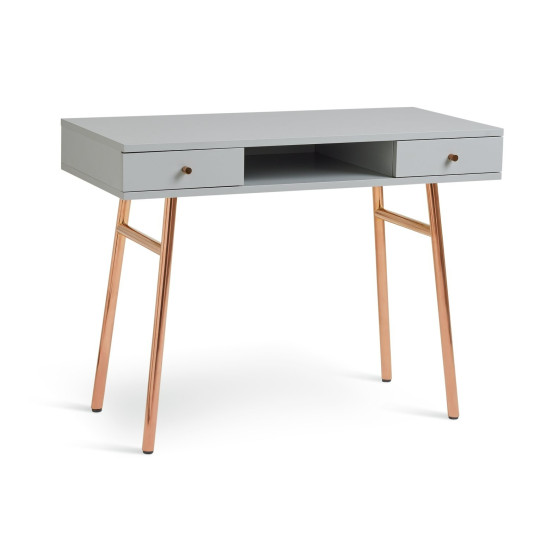 Valence 2 Drawer Office Desk - Grey & Rose Gold