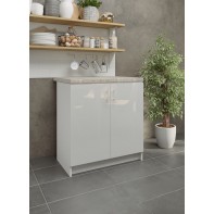Kitchen Base Unit 800mm Storage Cabinet & Doors 80cm - White Gloss With Worktop