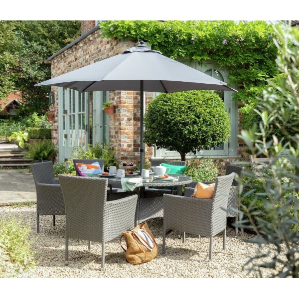 4 Seater Rattan Effect Patio Set - Grey ( ONLY with 4 chairs NO 6)