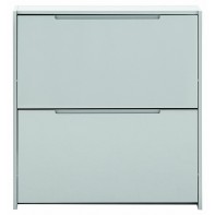 2 Tier Narrow Gloss Shoe Cabinet - Grey