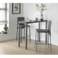 Lido Glass Bar Table & 2 Grey Chairs