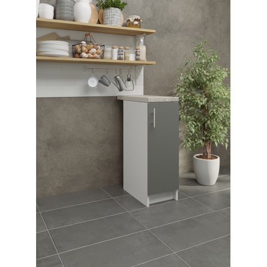 Kitchen Base Unit 300mm Storage Cabinet & Doors 30cm - Grey Matt With Worktop