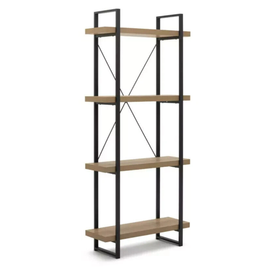 Loft Living Tall Steel Bookcase - Oak