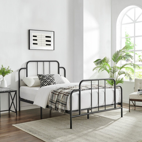 Habitat Jacques Kingsize Metal Bed Frame - Black | Sturdy Bedroom with Mattress