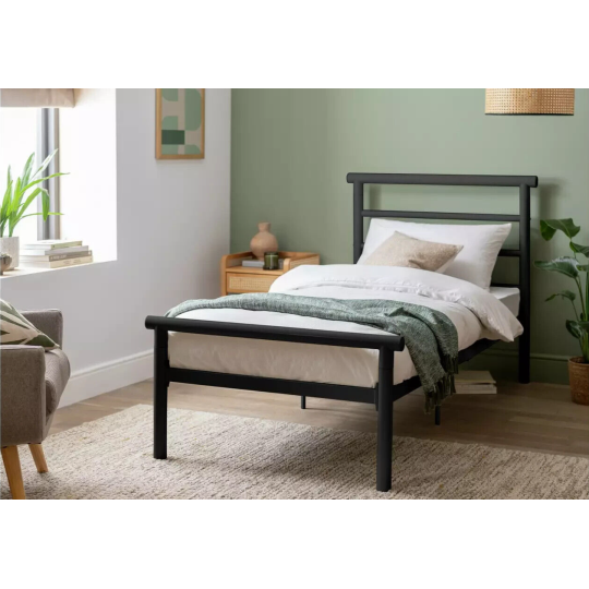 Home Avalon Single Metal Bed Frame Black | Modern Bedroom Furniture Kids Adults