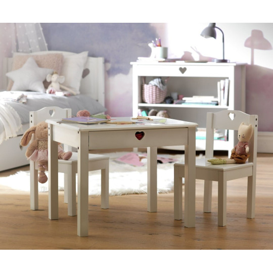 Mia Kids Table & 2 Chairs - White