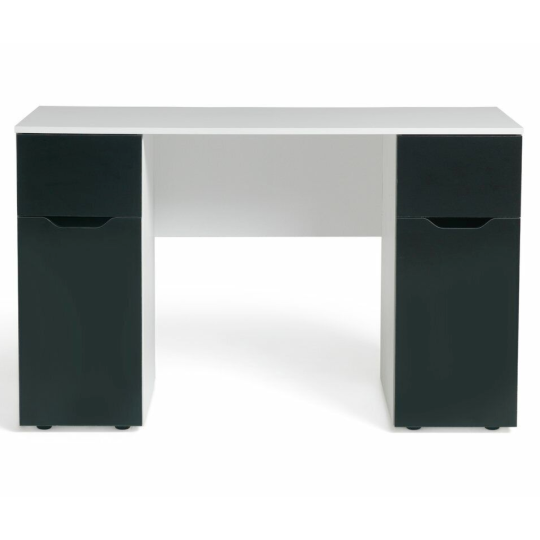 Habitat Pob Double Pedestal Desk - Black | Workstation Storage Drawers Shelves