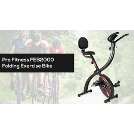 Pro Fitness FEB2000 Folding Exercise Bike | Home Workout Bike Compact Foldable
