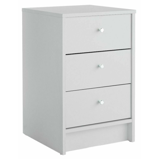 Malibu 3 Drawer Bedside Table - White