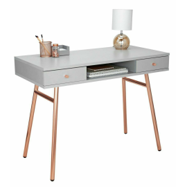 Habitat Valence Office Desk - Grey and Rose Gold