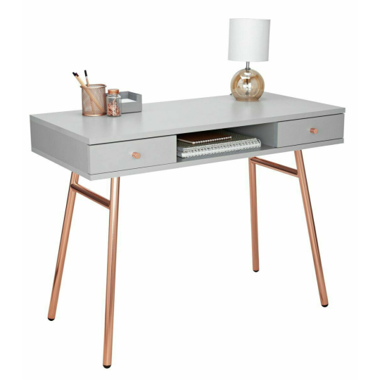 Habitat Valence Office Desk - Grey and Rose Gold