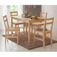 Raye Dining Table and 4 Chairs Set Wooden 118cm - Pine For Dining Room Kitchen