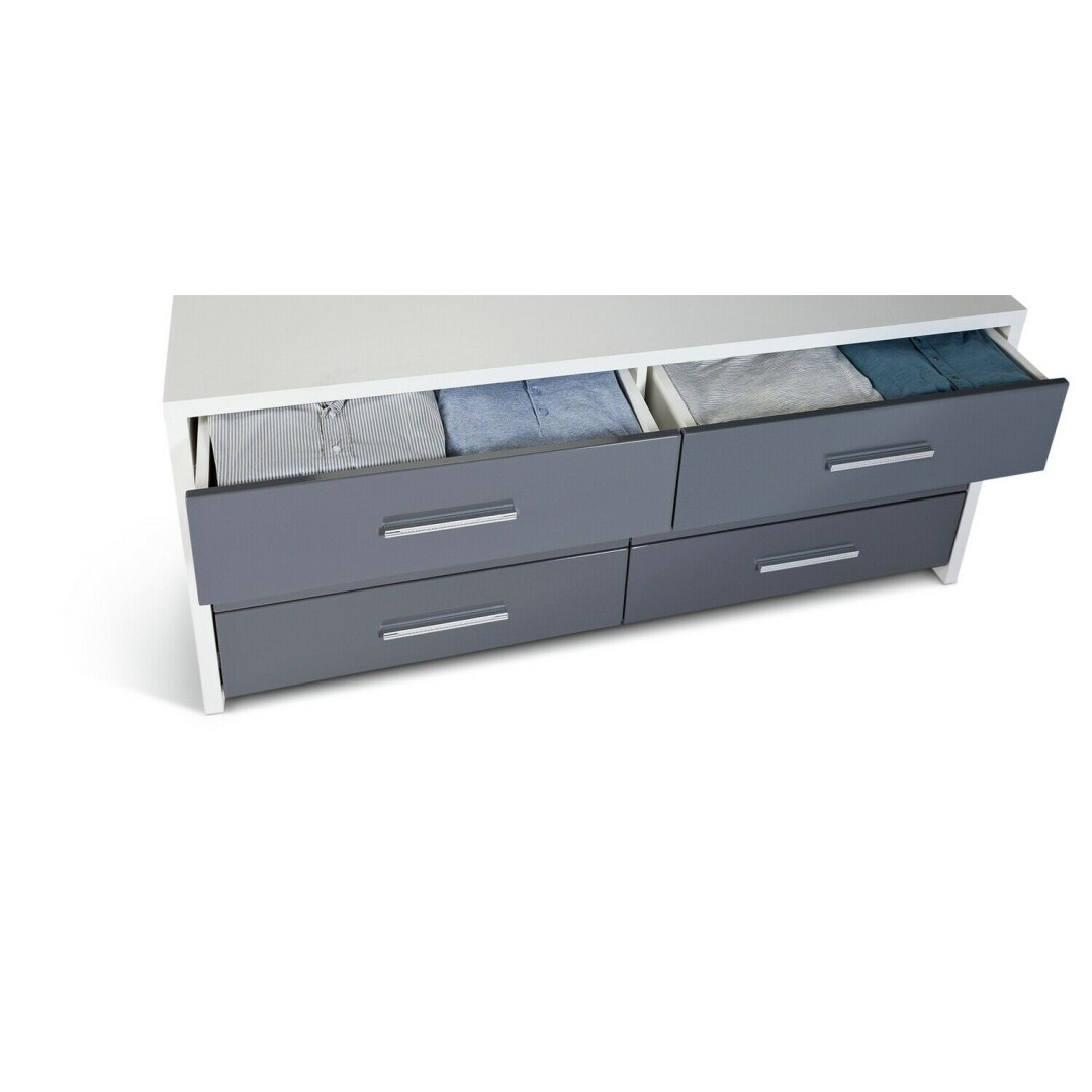 Home Broadway 3+3 Drawer Chest - Grey Gloss & White