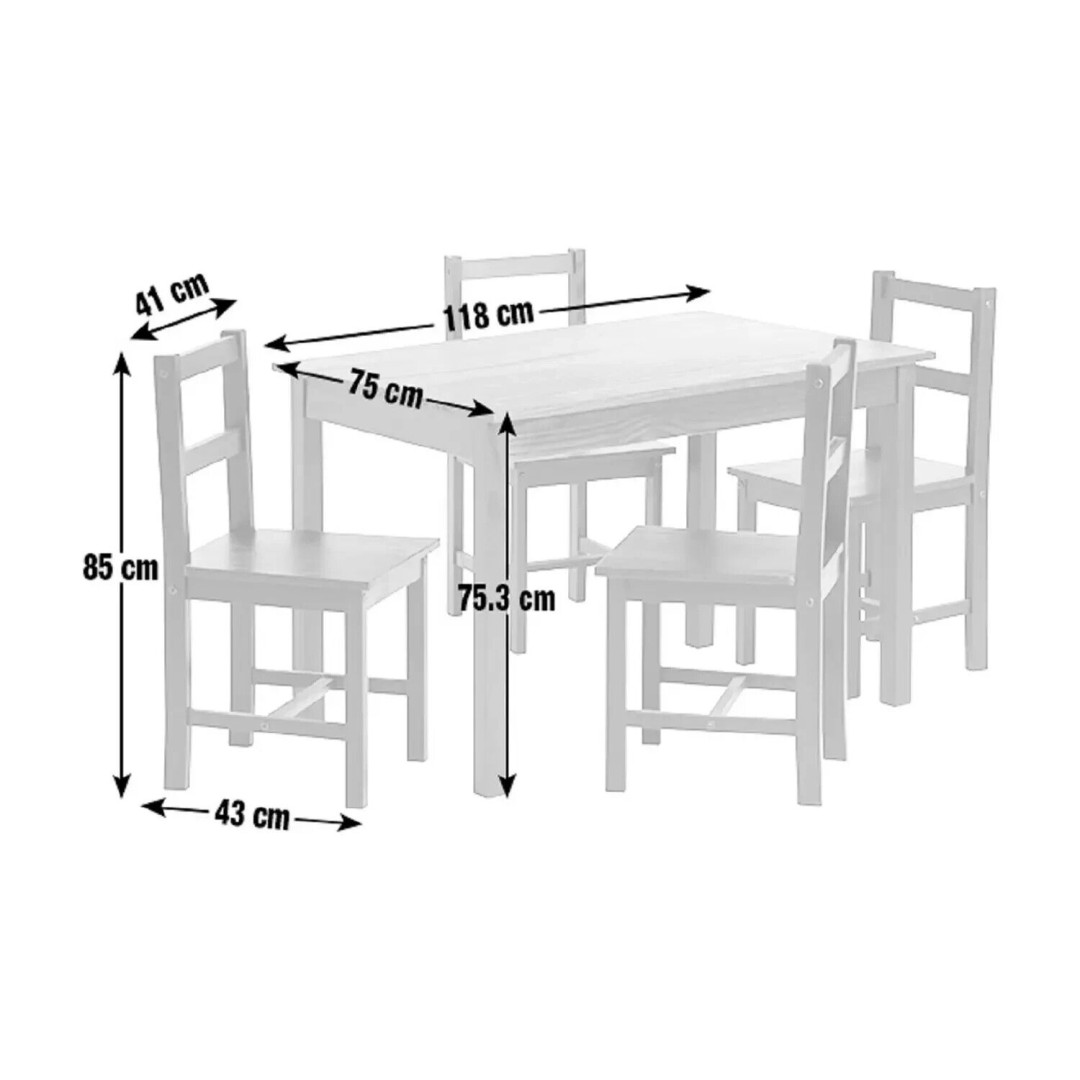 Raye Dining Table and Chairs Set Wooden 118cm Black For Dining
