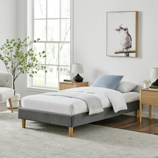 Home Arthur Platform Double Bed Frame - Dark Grey | Modern bed frame