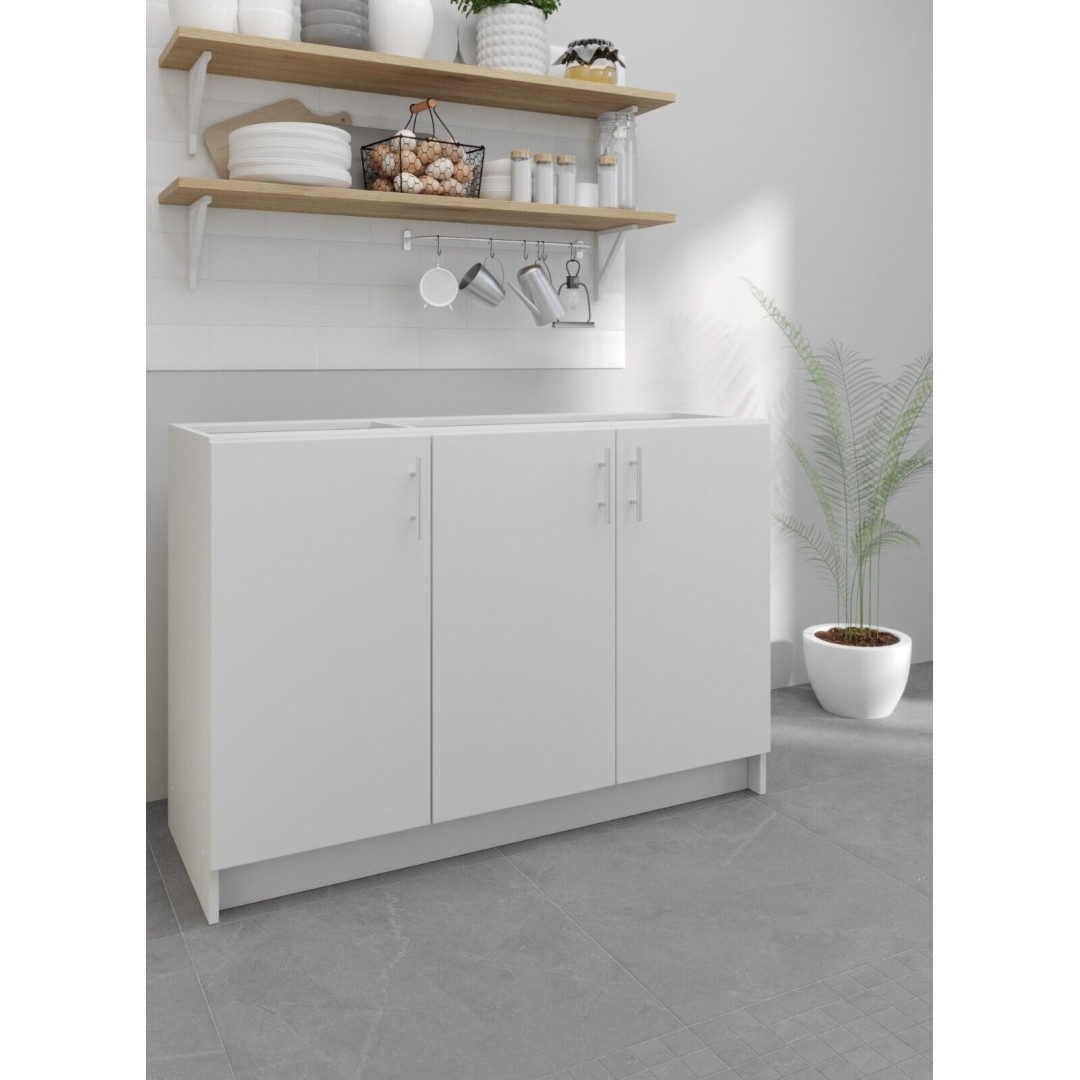 Kitchen Base Sink Cabinet 1200mm Cupboard - Dark Grey - Grey - White