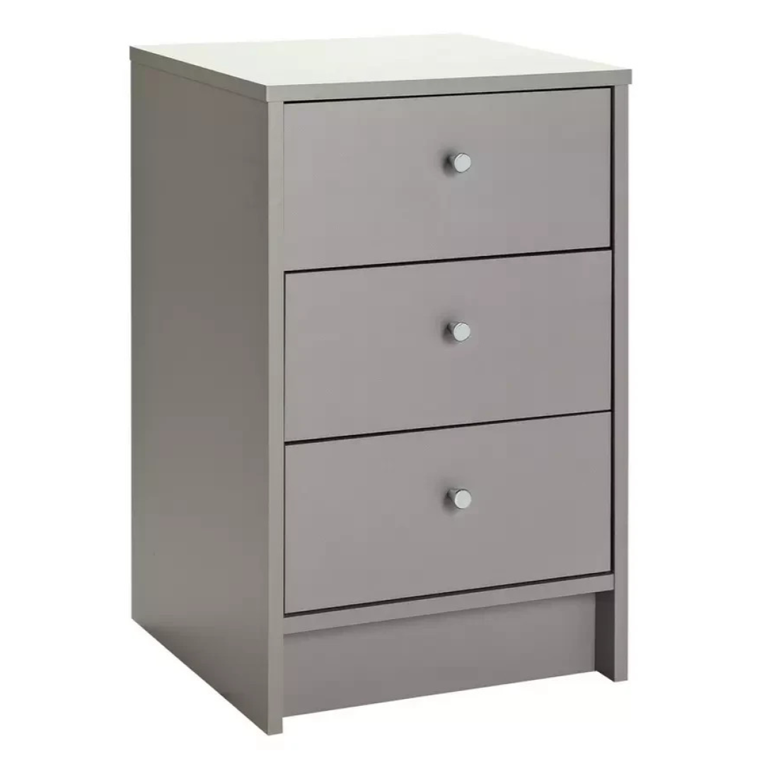 Home Malibu 3 Drawer Bedside Table Grey | Bedroom Nightstand Storage Furniture Home Malibu 3 Drawer Bedside Table Grey | Bedroom Nightstand Storage Furniture
