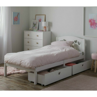 Hearts Kids Mia Single Bed Frame with 2 Drawers Storage  - White
