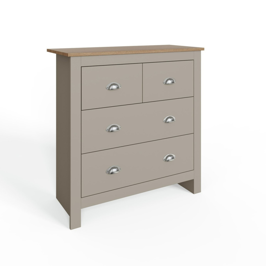 GFW Lancaster 4 Drawer Chest - Grey | First-class Style Storage GFW Lancaster 4 Drawer Chest - Grey | First-class Style Storage