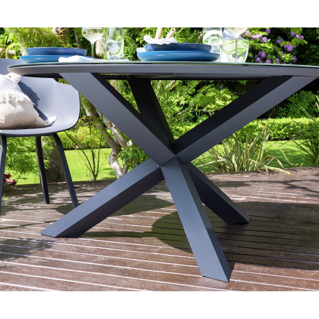 Aegaen 6 Seater Metal Patio Table- Grey ( Table Only )