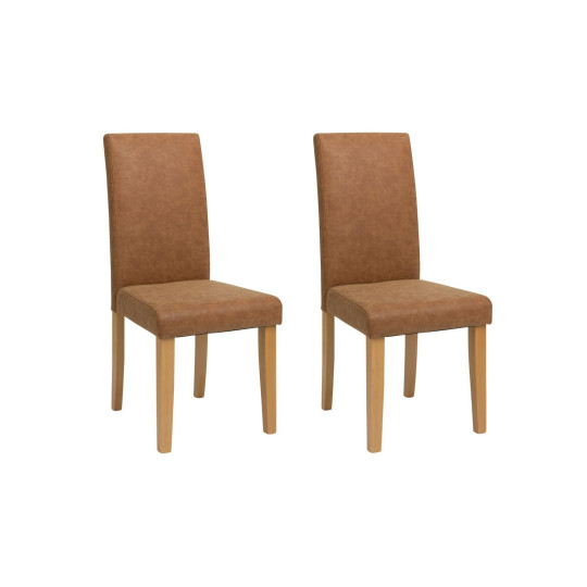 Home Pair of Faux Leather Dining Chair - Tan | Comfy and relaxed dinning chairs