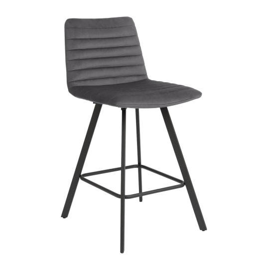 Keaton Velvet Counter Bar Stool - Charcoal