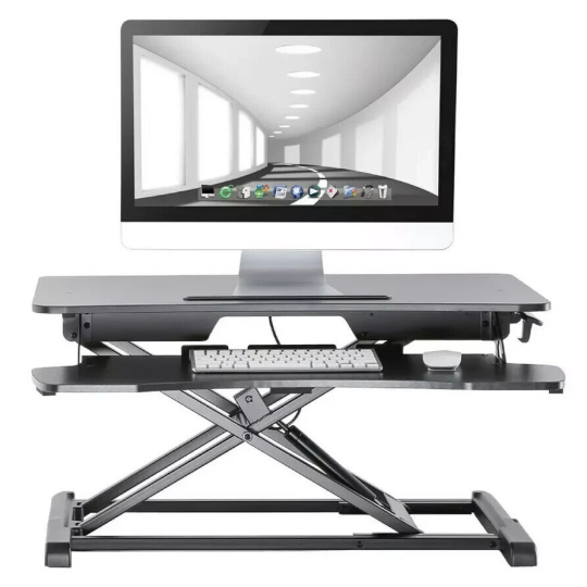 ProperAV Two-Tier Stand-Up Desk Workstation - Black